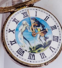 Antique Georgian Verge Fusee Pocket Watch – Memento Mori Enamel Dial – 18th C