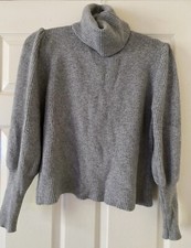 ?Mid Grey Ribbed Thick Jumper Puffed Sleeve Head ?12/14