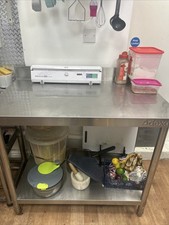 Stainless steel Wall Table Kitchen food prep worktop with shelf 123cm length