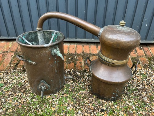 Antique copper alembic pot