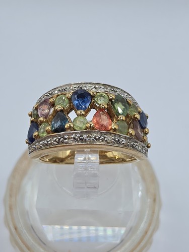 9ct gold multi gemstone ring - gold,