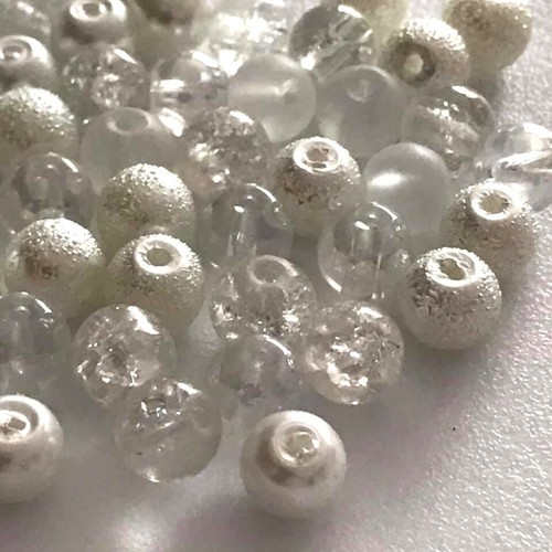 Snowy glass bead mix - , white