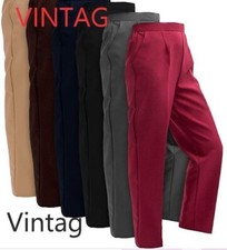 WOMENS LADIES HALF ELASTICATED WAIST TROUSERS POCKETS PAN ALL SIZES CASUAL NEW