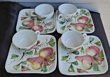 Made In Italy Vintage Apple & Pear Design  8 Pc Luncheon Set Hand Painted