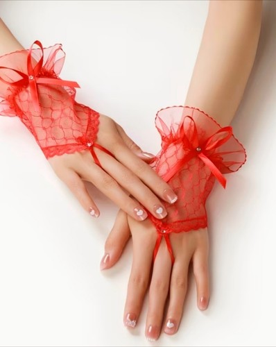 Red herubs lace fingerless - lace,