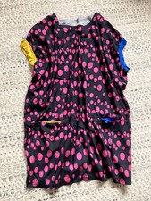 Louche STEFFI Joy Grey Pink Yellow Blue Pocket Dots Oversized Shift Dress Uk 8