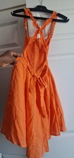 Lovely Orange Summer Open Back Dress.  Smokey Upper And A Flared Down