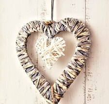 Rustic wicker hanging heart - wicker,