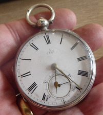 QUALITY  ANTIQUE SILVER FUSEE GENTS  POCKET WATCH  DATES C1875
