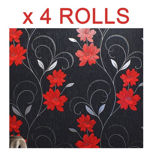 Black red flower wallpaper - flower,