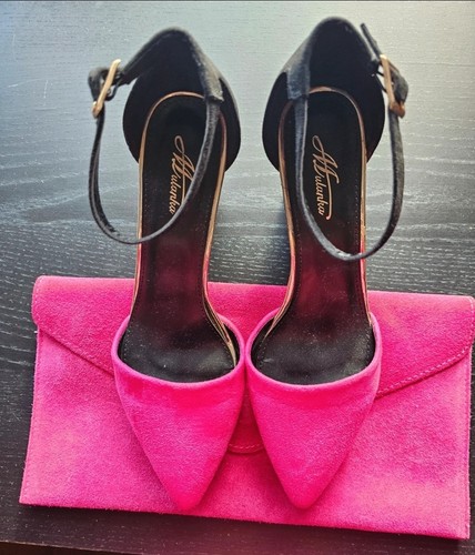 Black and pink evening shoes - black,