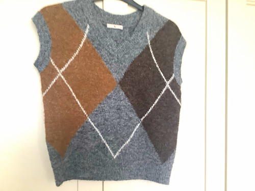 Women grey brown argyle - women's, grey/brown