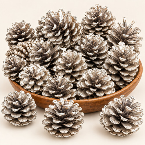 Silver pine cones approx - silver, 60