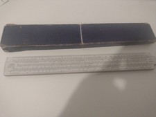 Vintage Sliding Ruler Universal 2 Unique Wooden, Damaged Box With Writing On It