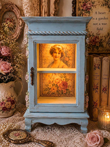 Vintage blue painted - blue, floral