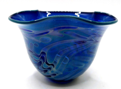 Cobalt blue art glass ruffle - blue,