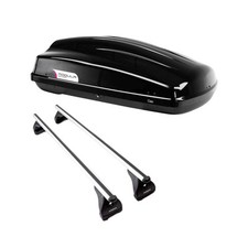 Aero Lockable Roof Bars & Roof Box 340L For VW GOLF MK6 2008-2013 3 & 5-Door