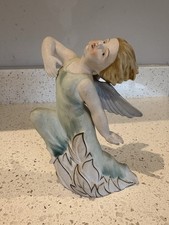 Collectible Hand-Painted Porcelain Angel Statue with Wings - Elegant & Serene