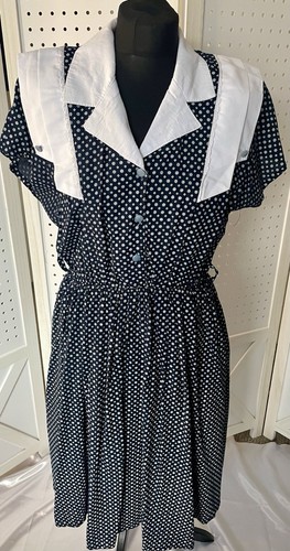 Vintage 70s navy - , polka