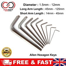Allen Hex Key Loose 1.5mm 2.0mm 2.5mm 4mm 5mm 6mm 7mm 8mm 10mm Allan Alan Keys