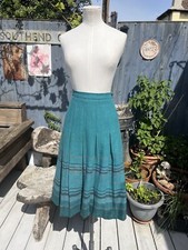 VINTAGE MURRAY BROTHERS SIZE 18 PLEATED TEAL PURE WOOL TARTAN MADE IN SCOTLAND