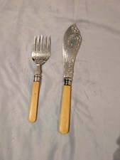 Vintage fish knife fork set - &,