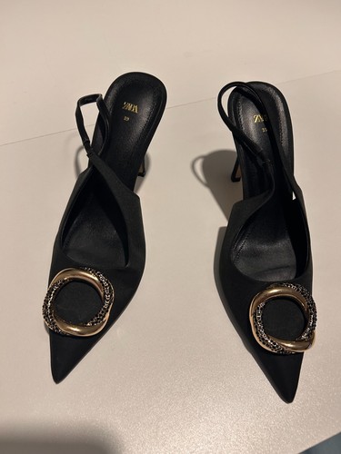 Black fabric zara heels - fabric,