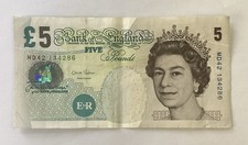 FIVE POUND NOTE - Used/Salmon