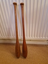 PAIR OF VINTAGE WOODEN EXERCISE INDIAN CLUBS