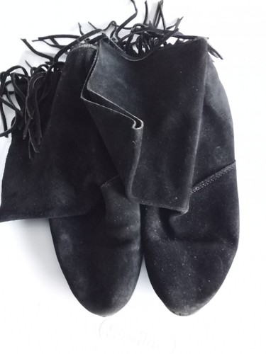 Vintage black suede boots - vintage, with