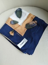 LIZ CLAIBORNE Designer Beige/ Navy Blue/ Light Brown Silk Womens Scarf