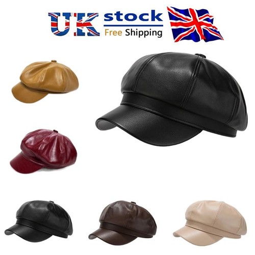 Women leather newsboy cap - women,