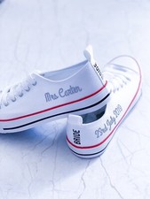 Personalised Bridal Pumps Canvas Shoes Trainers Wedding Unique Bride Custom