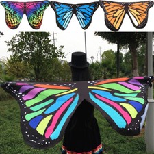 Kids Butterfly Wings Cape Fairy Shawl Pixie Fancy Dress Gathering Show Party
