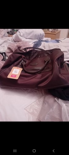 Brown satin style travel bag - brown,
