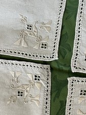 Antique Lefkara Hand Embroidered Linen Table Set 10pcs Exquisite Decoration