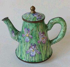 Vintage miniature Enamel Teapot Collectable Trade Aid teapot van gogh iris mini