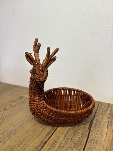 Vintage wicker reindeer basket - reindeer,