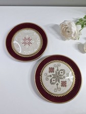 Vintage Lefkara Lace round framed wall hanging pair VGC