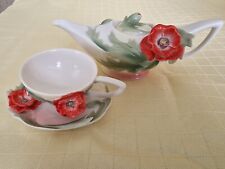 Franz Teapot with cup and saucer beautiful floral blossom Poppy design FZ00886