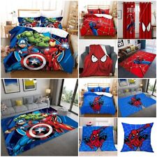 3D Spiderman Avengers Marvel Bedding Set Quilt Cover Carpet Blanket Curtains Lot