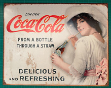 Coca Cola metal sign 16 x 12 Inches Drinks Soda Bottle Diner American advert