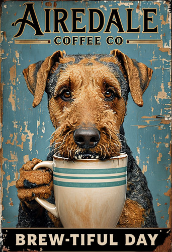 Airedale coffee metal sign - airedale, co