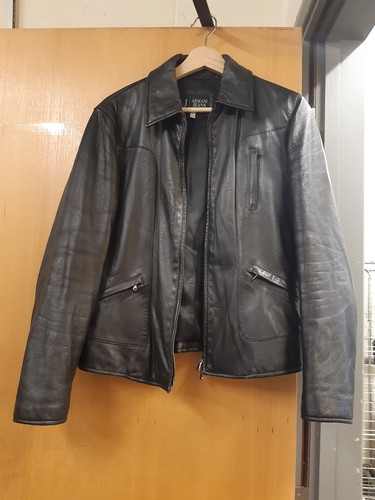 Armani jeans black leather - armani,