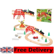 Wooden Train Set for Toddlers