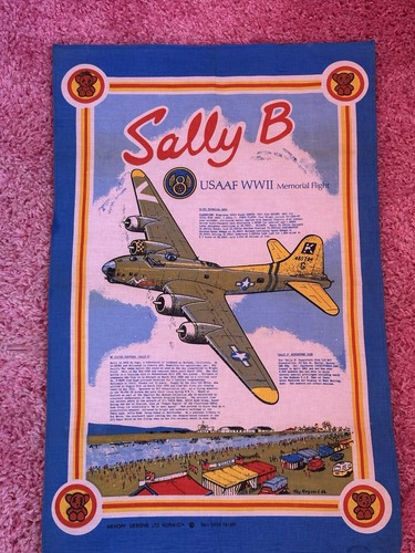 Vintage sally tea towel - b,