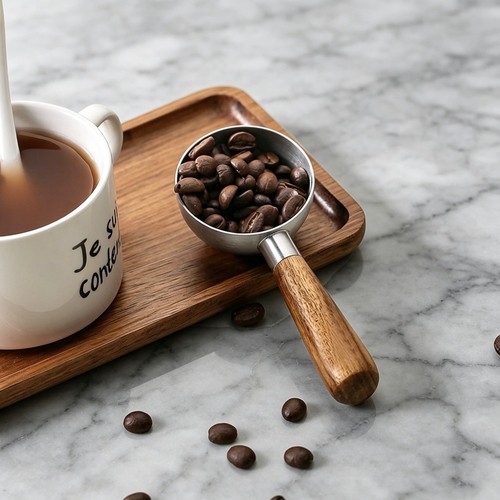 Wood handle scoop - wood, coffee