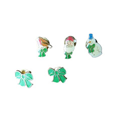 Christmas Themed Vintage Macmillan Green Bow Santa Snowman Robin LapelPin Badges