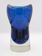 Harrachov Milan Metelak Evening Blue Glass Vase 60s Sklo Union Czech FREE P&P