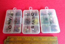 3X VINTAGE ORVIS PLASTIC POCKET FLY FISHING BOXES + COLLECTION ARTIFICIAL FLIES